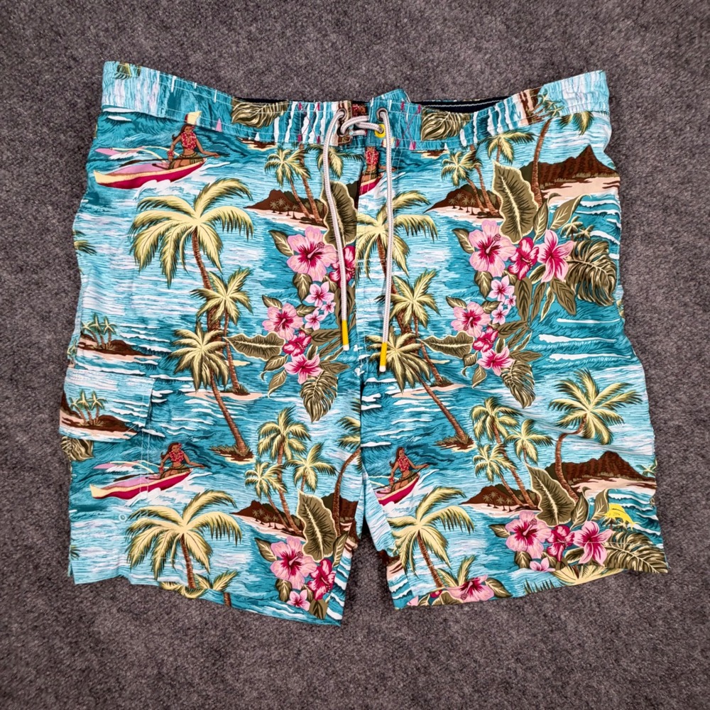 Tommy Bahama Mens XL Tropical Hula Island Print Swim Trunks Board Shorts 0554